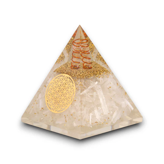 Agate Mart Selenite Orgonite Pyramids, Harnessing Clarity and Protection with Black Tourmaline Pendant